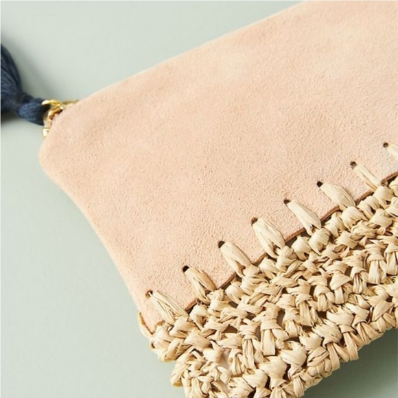 NWT Anthropologie raffia suede pouch - Picture 3 of 5